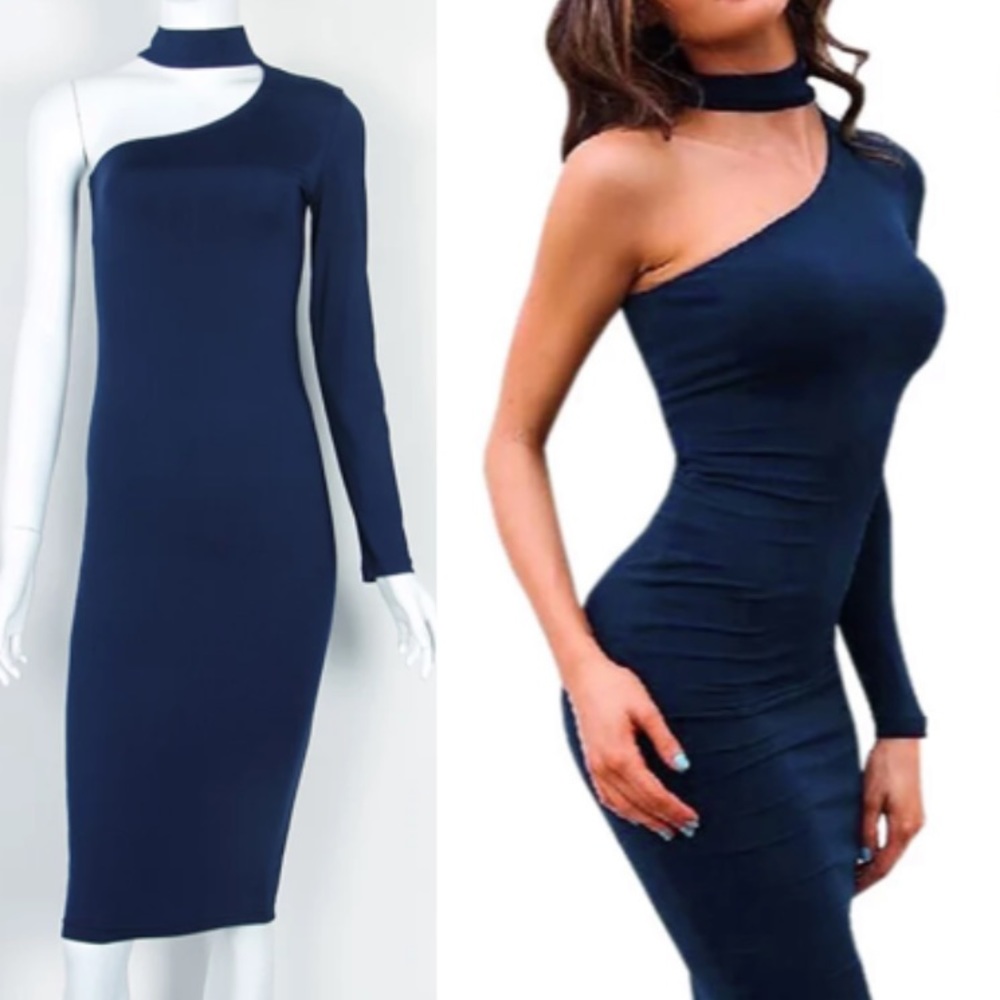 ❤️❤️❤️ Blue Classy Cocktail Dress Preppy Hot - Picture 2 of 3